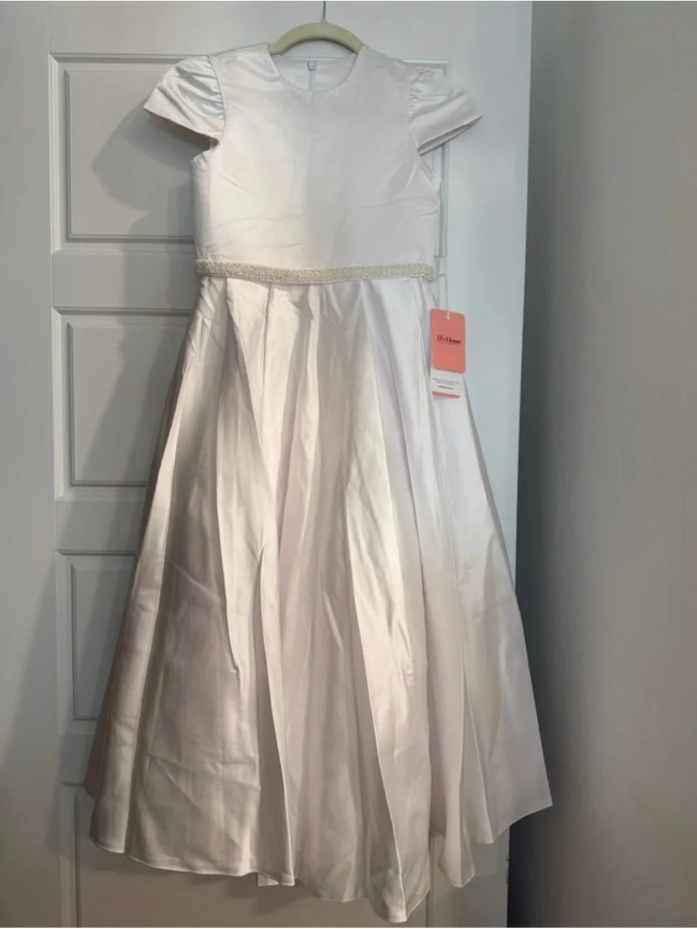 JJs House White Satin Girls' Formal Party Dress